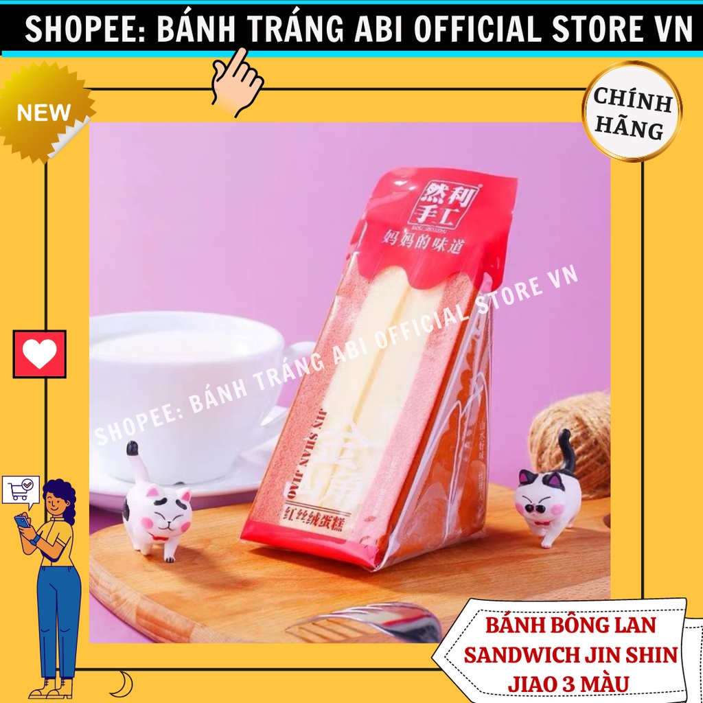 Bánh bông lan gato tam giác cao cấp đài loan Jin Shan Jiao 3 vị socola trà xanh dâu