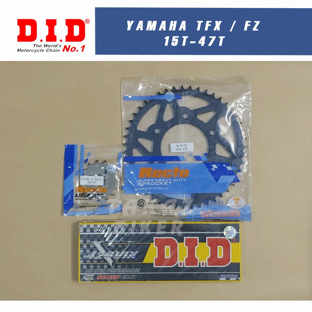 Nhông Sên Dĩa 15T x 47T Recto xe Yamaha Exciter 155 - TFX - FZ - Sên VIX - TFX Phốt Cao Su
