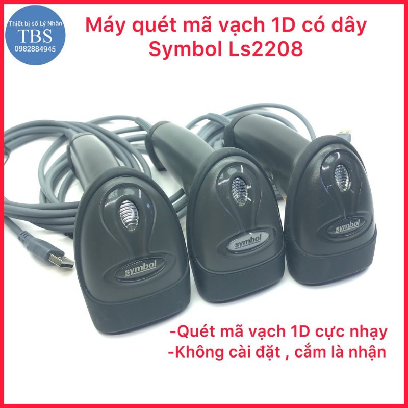 Máy quét mã vạch Symbol LS2208 đọc mã nhanh ,chính xác.không chân đế.