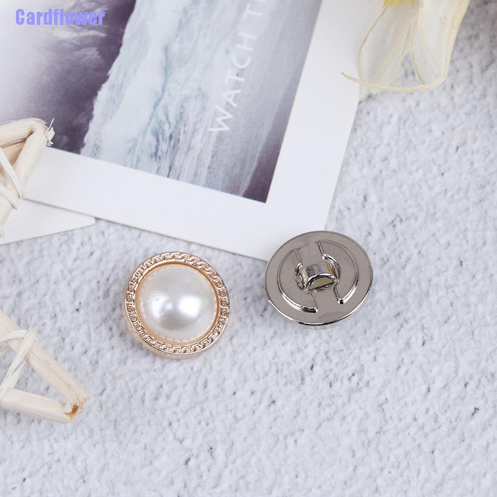 Bộ 10 Nút Kim Loại Với Ngọc Trai Trang Trí