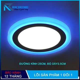 Đèn ốp trần, đèn led ốp trần nổi 24w tròn 2 màu 3 chế độ thay đổi ánh sáng theo mỗi lần bật tắt công tắc chính