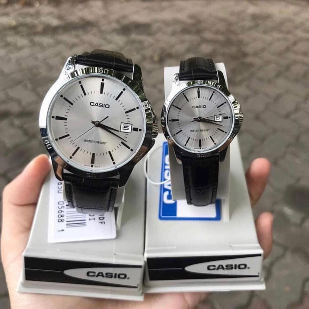 Đồng hồ Nam Casio MTP-V004L-7AUDF, đồng hồ chính hãng, dây da đen mặt trắng