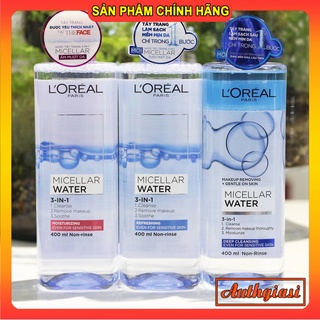 Nước tẩy trang LOreal 3-In-1 Micellar Water NTT 400ml dịu nhẹ