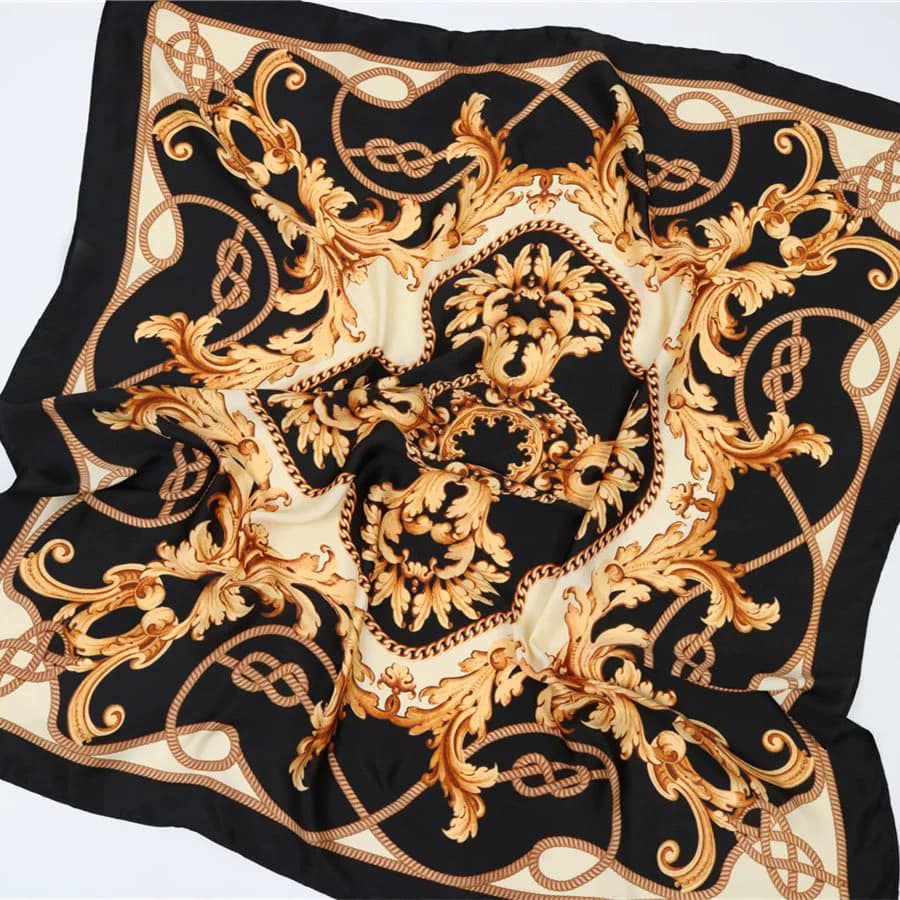 Khăn lụa quàng choàng cổ vuông turban đa năng thắt nhiều kiểu hàng aut size 80x80 cm