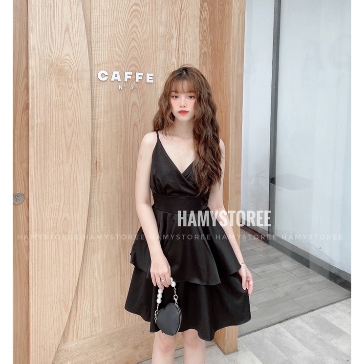 JOEY JUMPSUIT - JUMPSUIT ĐEN ĐẮP CHÉO XẾP TẦNG