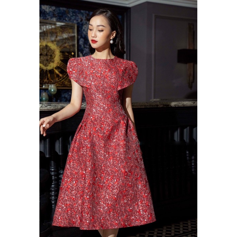 Váy gấm hoa xoè dài hàng cao cấp