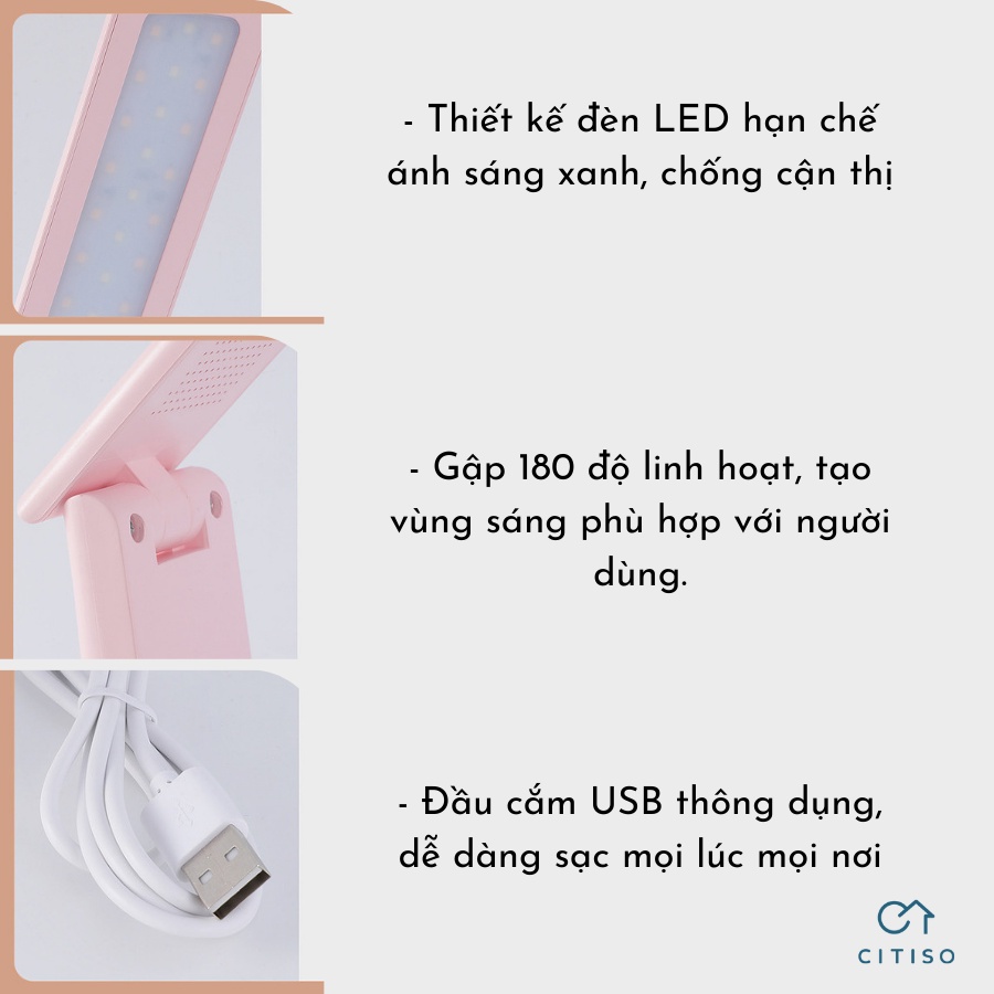 Đèn bàn học DESK LIGHT TD7777 chống cận bảo vệ mắt gấp gọn sạc USB tiện dụng