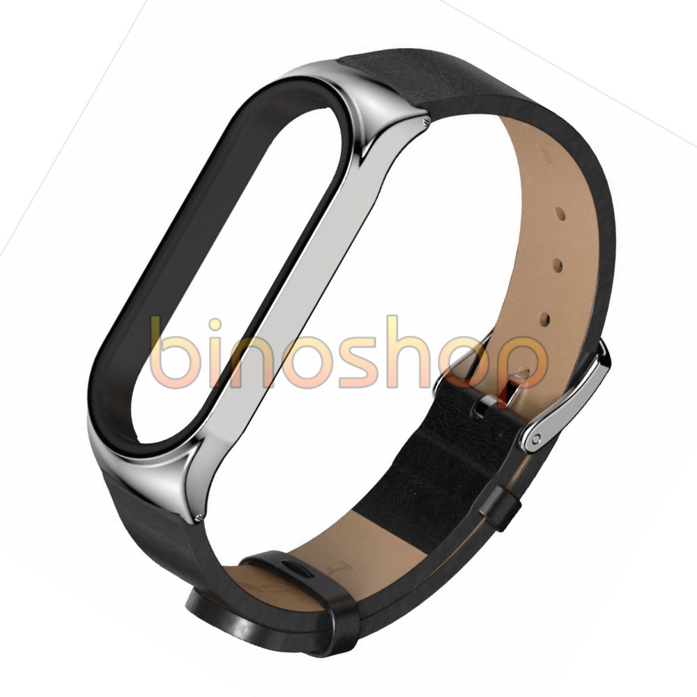 Dây đeo miband 5 da PU viền cong CS· chính hãng MIJOBS, dây đeo thay thế mi band 5 da PU viền vân TF MIJOBS