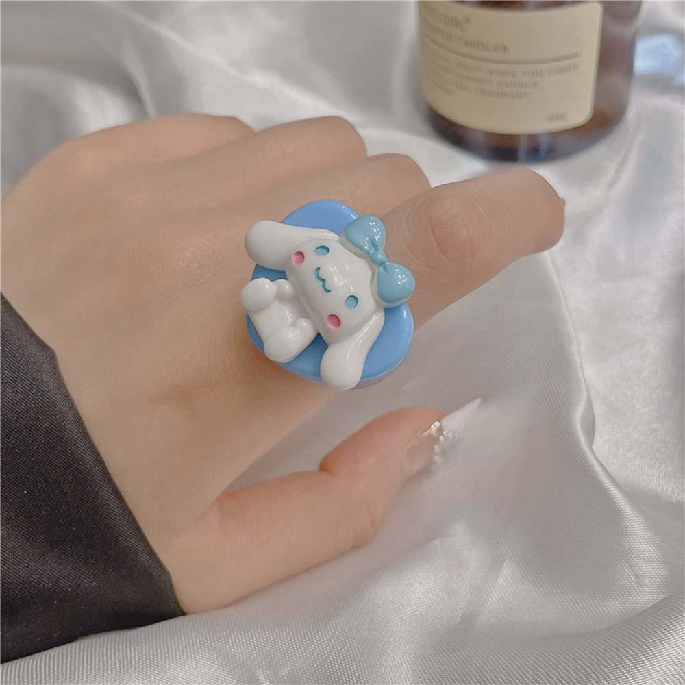 QQMALL Nhẫn Resin Hình Động Vật Màu Sắc Tương Phản Thời Trang Cho Nữ