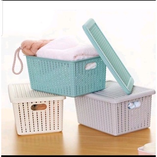 Rỏ đan nắp nhựa, sọt đựng quần áo, đồ dùng.