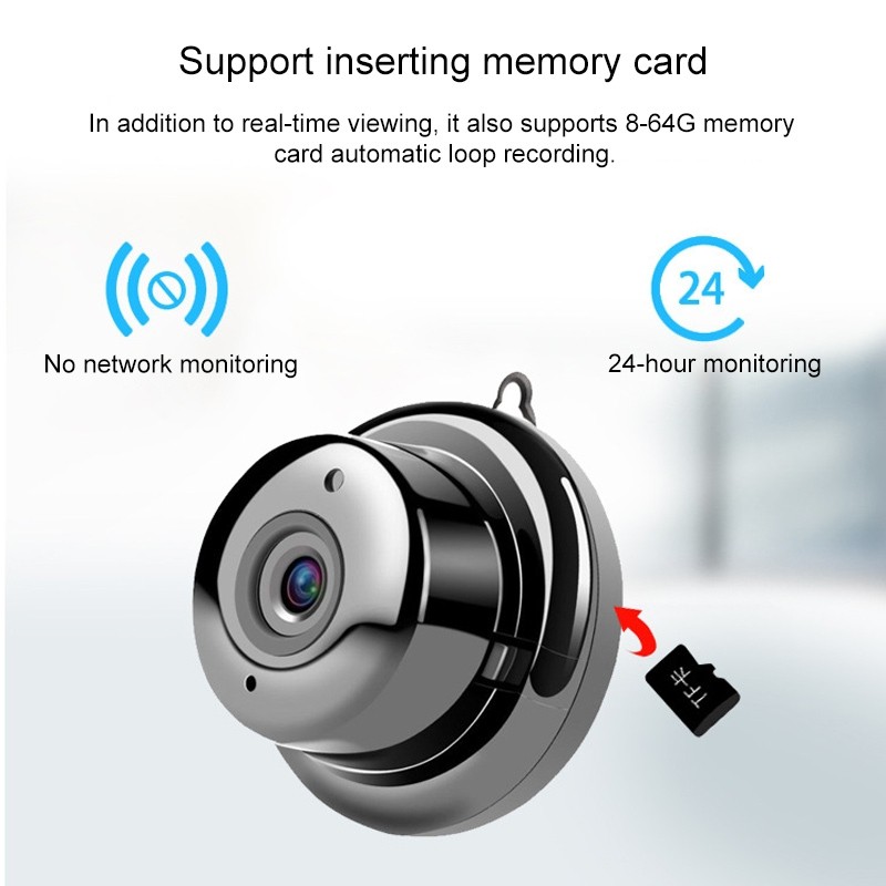 Camera Mini V380 720p Wifi Không Dây Có Móc Treo Hỗ Trợ Thẻ Nhớ Tf & Au