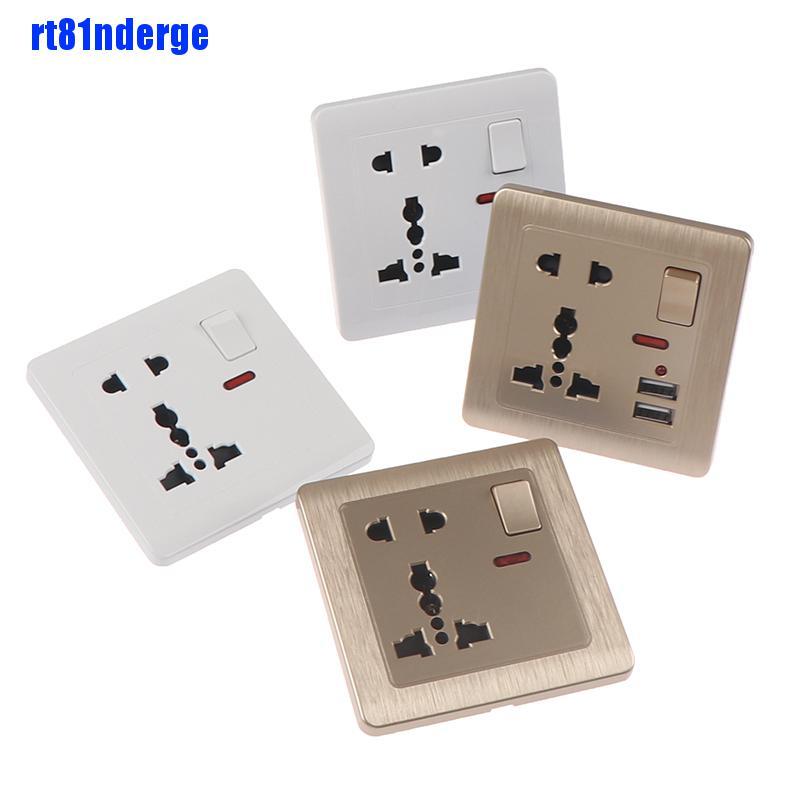 Ổ Cắm Điện Gắn Tường Có Công Tắc Đèn LED 5 Lỗ Cắm USB