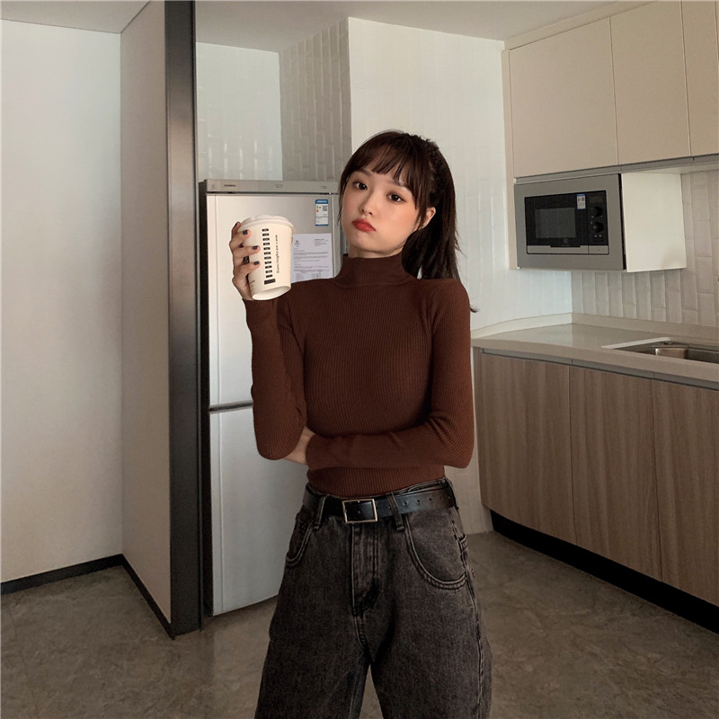 Áo dệt kim cổ lọ tay dài form ôm thời trang thu đông cho nữ 21a604 | BigBuy360 - bigbuy360.vn