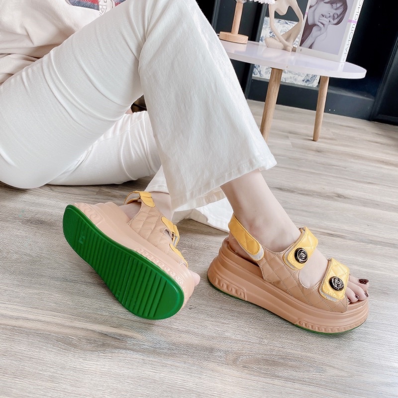 Sandal quai dán xanh vàng fullbox