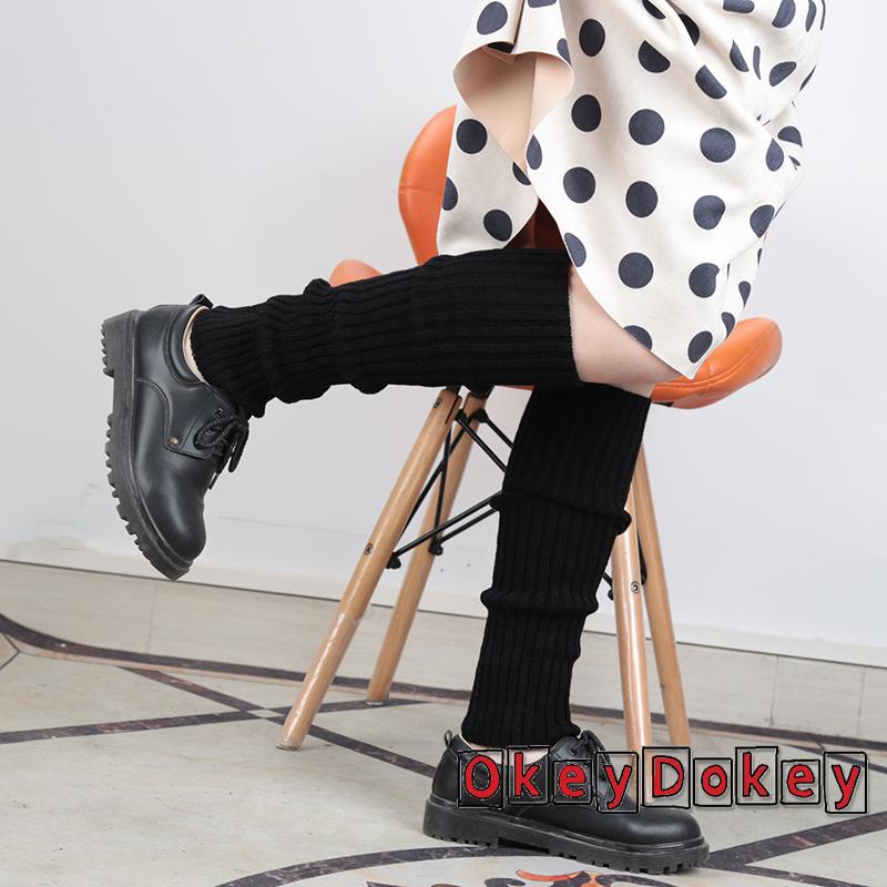 OKDK- Vỏ bọc ống chân dệt kim co giãn màu trơn họa tiết kẻ sọc đơn giản bảo vệ chân cho nữ