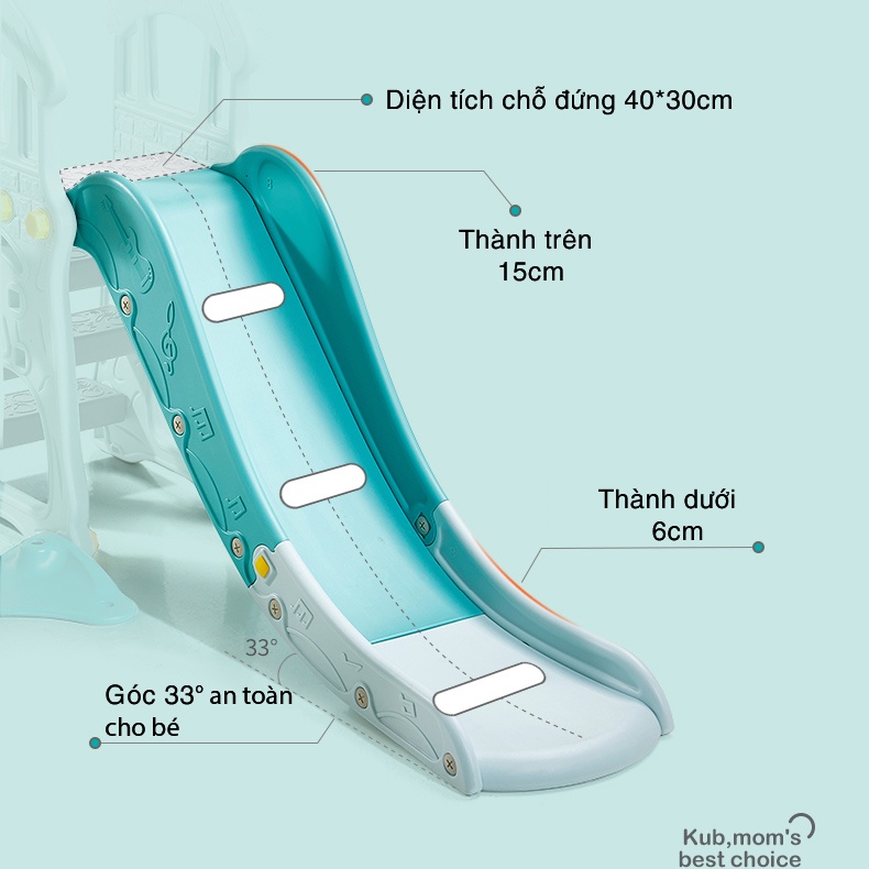 Cầu trượt kết hợp xích đu cao cấp KUB chịu lực lên đến 100kg dành cho bé từ 1.5 - 6 tuổi