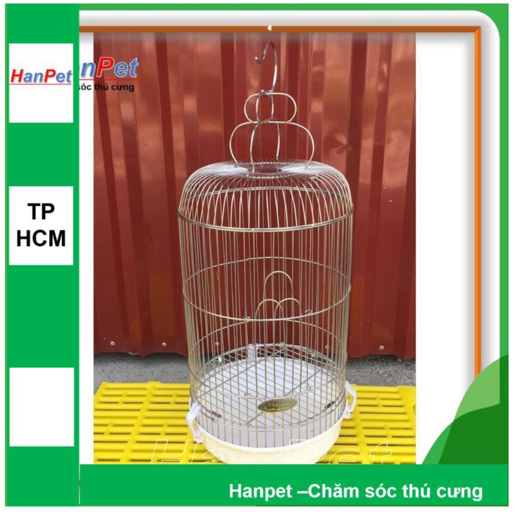 HN-Lồng chim khuyên Chất liệu 100% inox không gỉ sét (Hanpet long chim inox) tặng áo lồng và máng ăn/