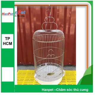 HN-Lồng chim  khuyên Chất liệu 100% inox không gỉ sét (Hanpet long chim inox) tặng áo lồng và máng ăn/
