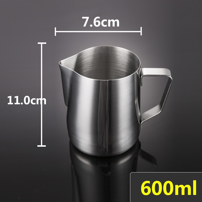 Ca đánh sữa tạo hình inox cao cấp 2 loại 350ml, 600ml,1000ml KHÔNG VẠCH