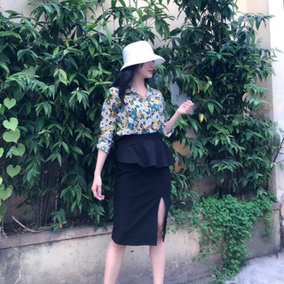 (Eo từ 60-78cm) CHÂN VÁY PEPLUM XẺ TRƯỚC FREESIZE