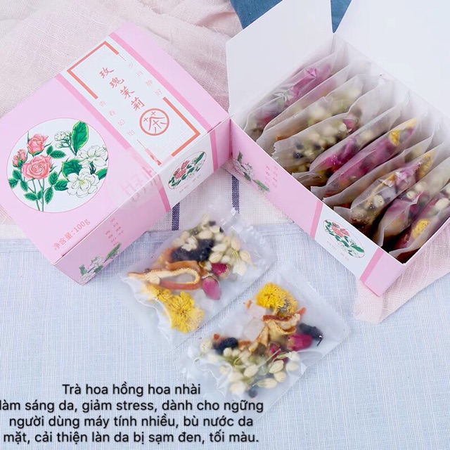 Trà hoa hồng hoa nhài 10 gói 100gr | BigBuy360 - bigbuy360.vn