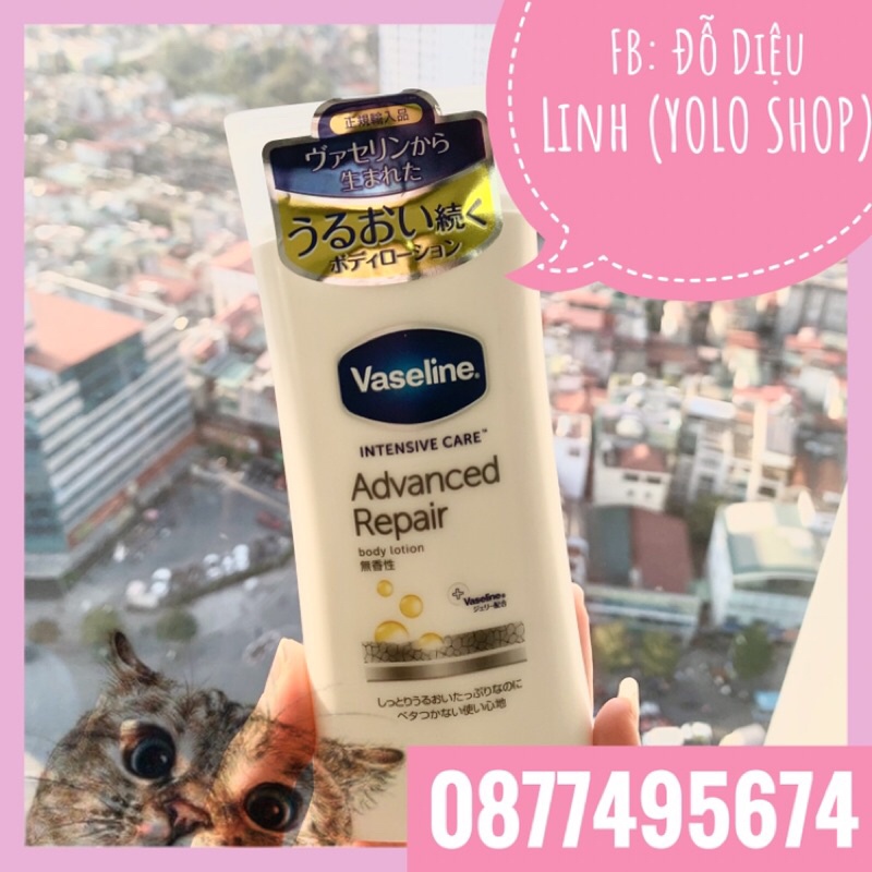 Sữa dưỡng thể Vaseline Advanced Repair Body Lotion không mùi 200ml Nhật Bản- Cấp ẩm và dưỡng ẩm