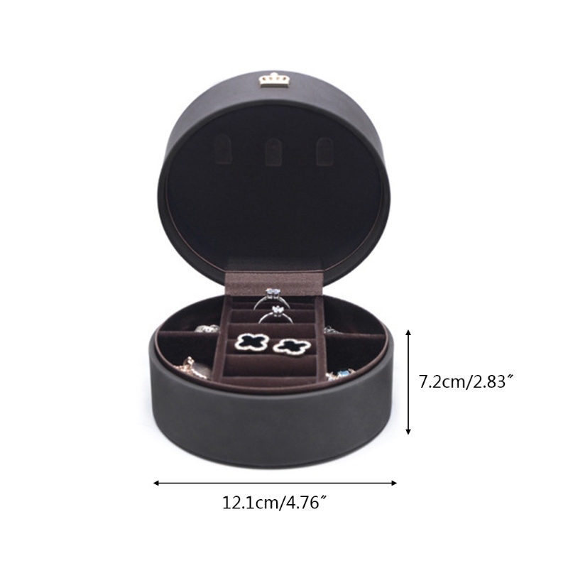 Flgo Hộp Đựng Trang Sức Bằng Da PU Hình Tròn / Vương Miện Tiện Dụng Mang Theo Du Lịch