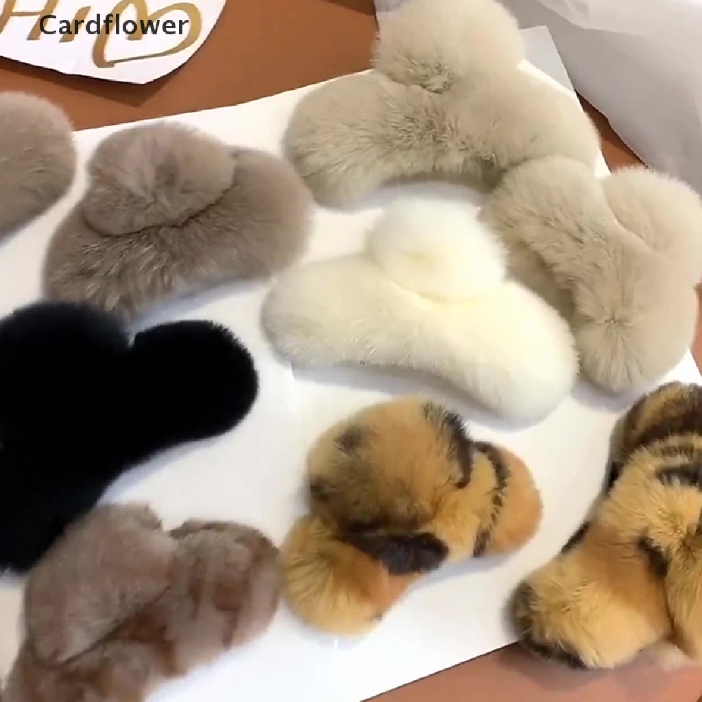 &lt; Cardflower &gt; Kẹp Tóc Càng Cua Cỡ Lớn Đính Lông Thỏ Cho Nữ Giảm Giá