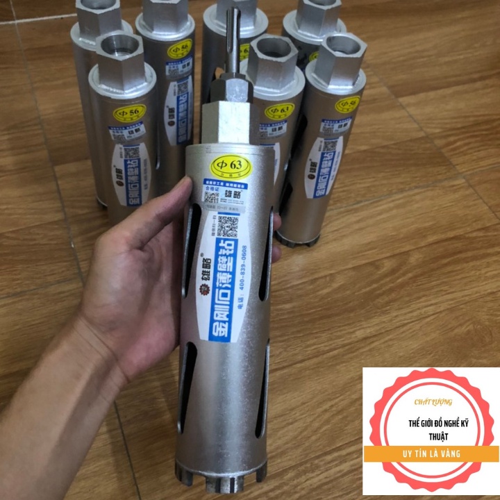 Mũi Khoan Rút Lõi Màu Bạc Phi 56, 63 dài 250mm  chuyên dùng cho thợ điều hòa