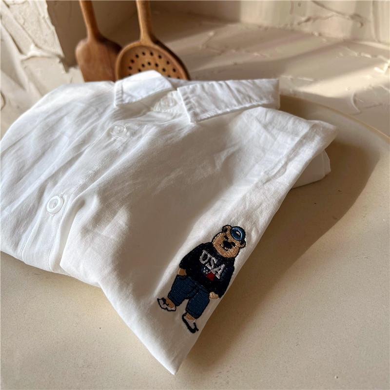 Áo Sơ Mi Trắng Thêu Họa Tiết Thời Trang Mùa Xuân Mới Cho Bé Trai Và Gái