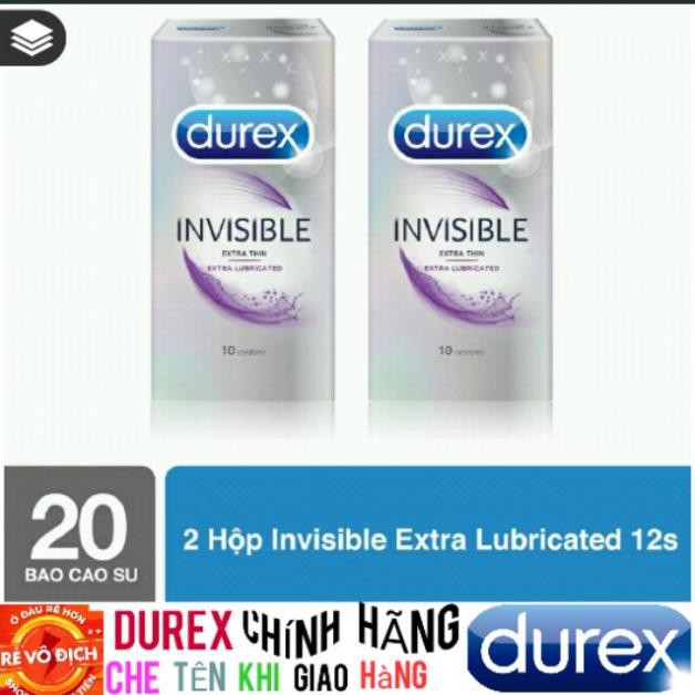 [ SIÊU RẺ ] Bộ 2 Bao cao su Durex Invisible Extra Lubricant 10 bao [ SHOP YÊU THÍCH ]