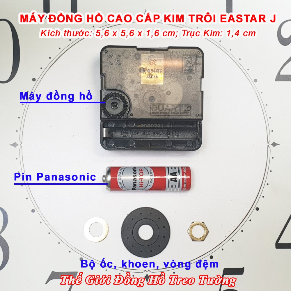 Máy Đồng Hồ Eastar J Kim Trôi Cao Cấp – Bộ Kim Tự Chọn (Kim Bầu, Kim Hoa Văn, Kim Khung) – Tặng Pin Maxel