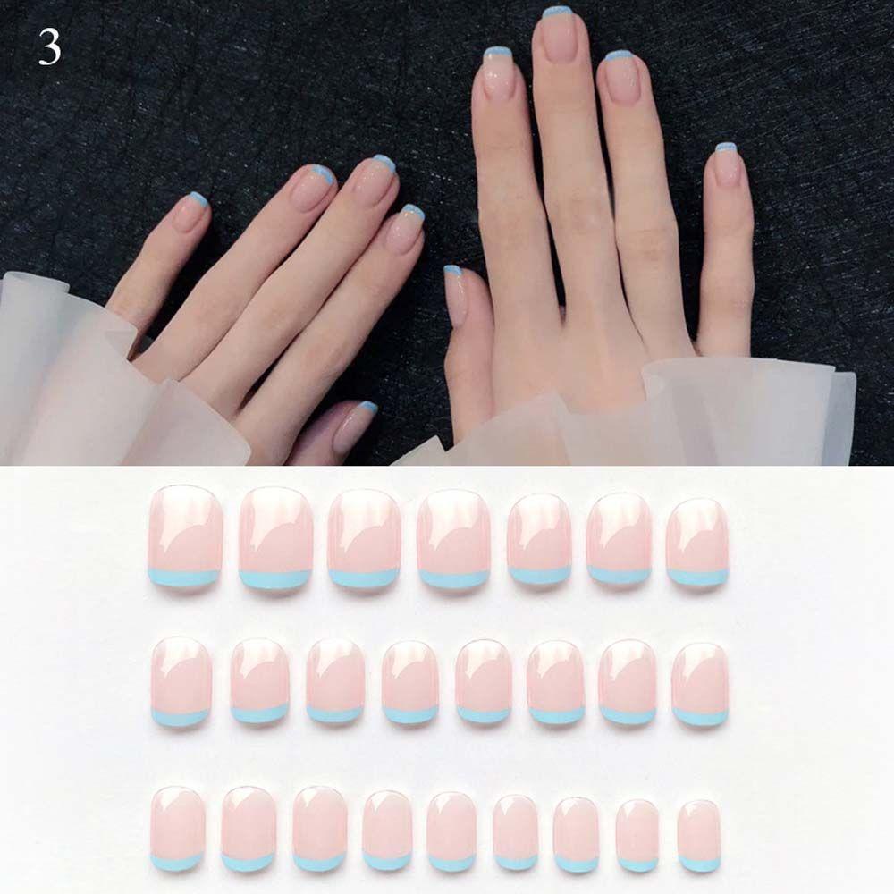 Bộ Móng Tay Giả Hình Vuông Dạng Nhấn Tháo Rời Được Màu Gradient Thời Trang