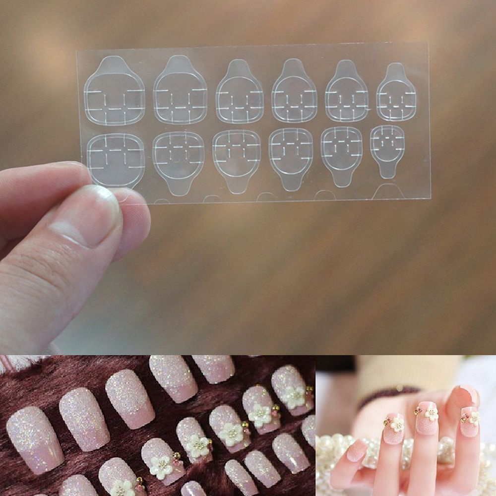 [Hàng mới về] Gói 10 tờ băng keo hai mặt trong suốt dùng để dán móng tay giả trang trí nghệ thuật