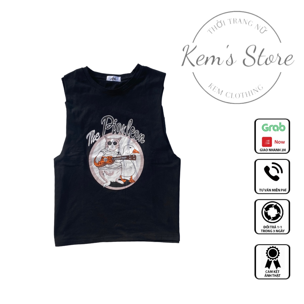 Áo ba lỗ unisex nam nữ, Áo tank top nữ siêu cute hình ngộ nghĩnh | BigBuy360 - bigbuy360.vn