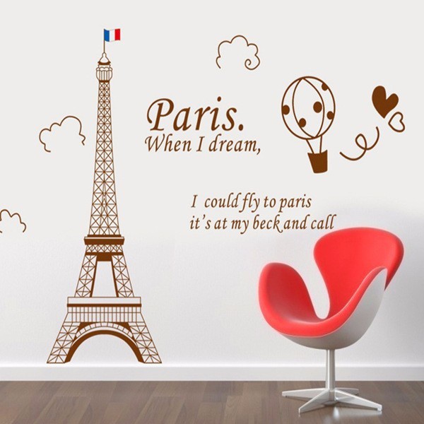 Decal trang trí dán tường nghệ thuật tháp Eiffel