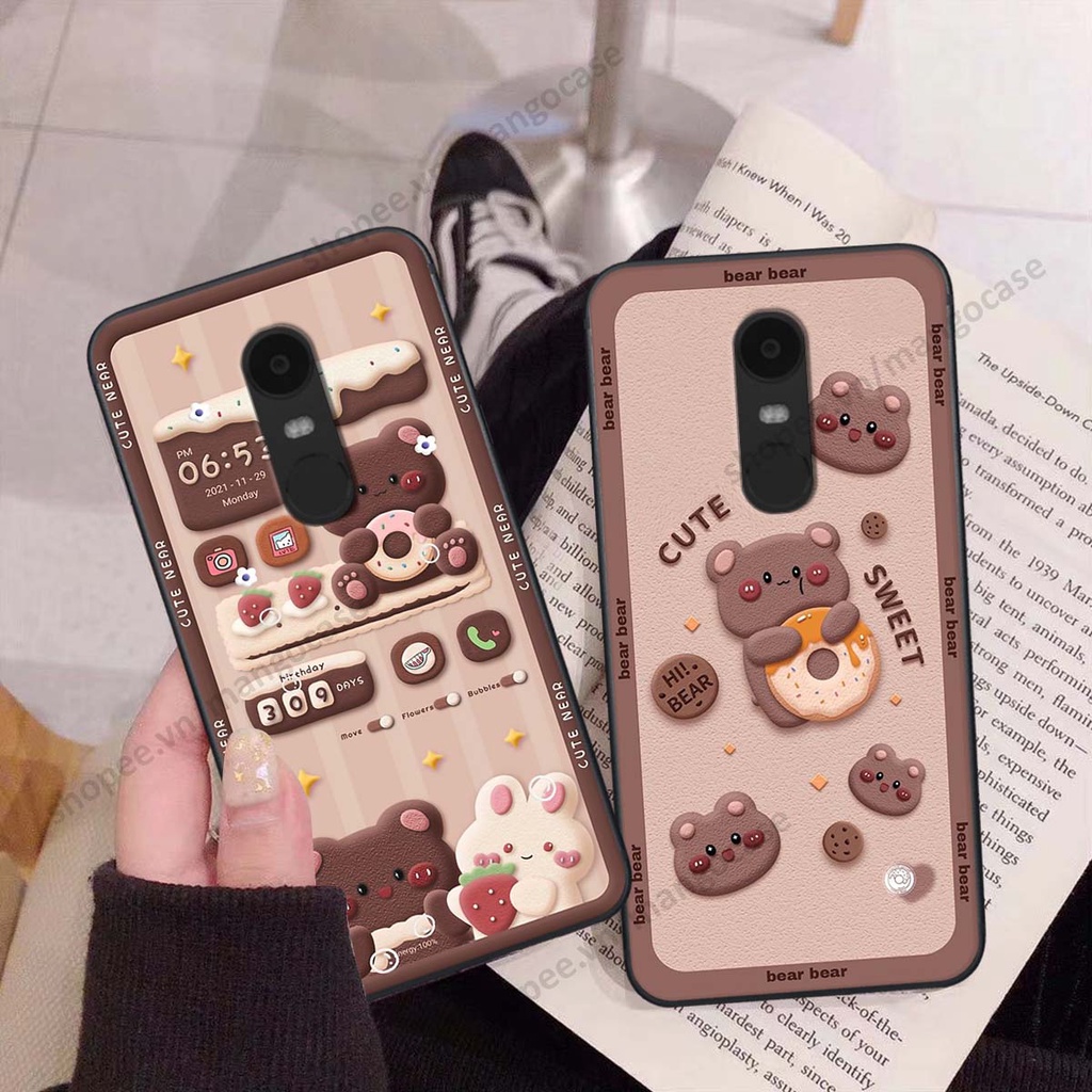 Ốp lưng Xiaomi Redmi Note 4/ Note 4x / Redmi 5 Plus hình gấu, thỏ, đồng hồ cute dễ thương
