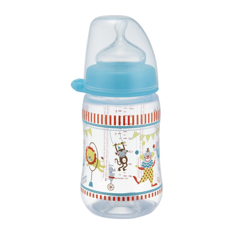 Bình sữa NIP PP cổ rộng, núm ti chỉnh nha, chống sặc, chất liệu silicon (260ml)