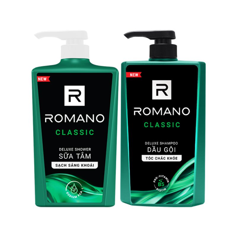 Combo Dầu gội và Sữa tắm Romano Classic cổ điển lịch lãm 650g/chai