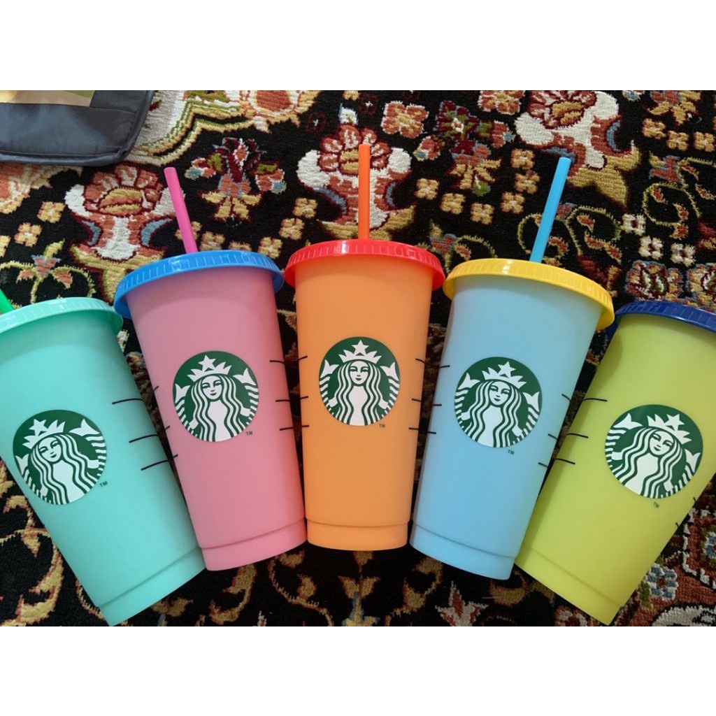 Cốc Nhựa Uống Nước Starbucks Thay Đổi Màu Sắc Có Thể Tái Sử Dụng 24 Oz