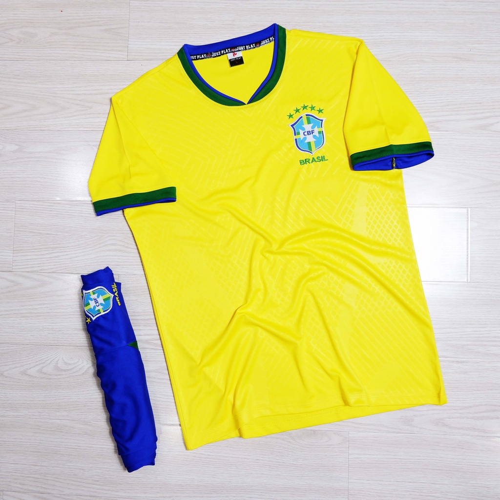 Quần áo đá banh, đá bóng đội tuyển brazil vàng WC 2022 mới