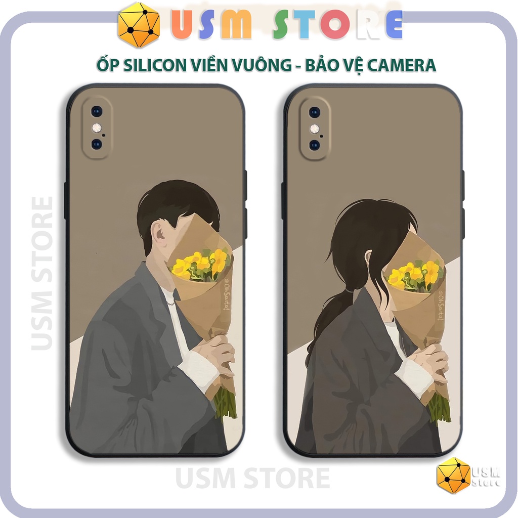 Ốp điện thoại iphone 6/6s/6 plus/7/7 plus/8/8plus/X/XS/XSmax/XR viền vuông có cạnh bảo vệ camera sau, ốp đôi GIRL BOY