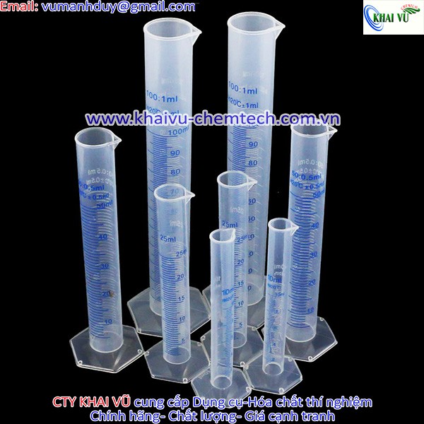 Ống đong NHỰA chia vạch xanh, chịu nhiệt đong thể tích 10ml 25ml 50ml 100ml 250ml