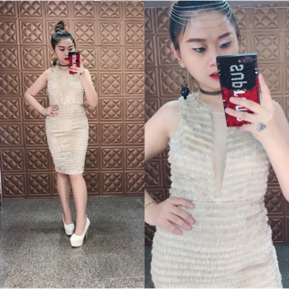Body dự tiệc chất lông phối lưới