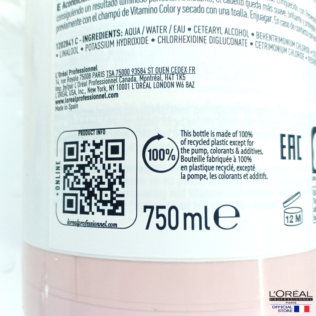 🇫🇷 Dầu Xả L'Oréal Professionnel Giữ Màu Tóc Nhuộm Serie Expert Vitamino Color 750ml