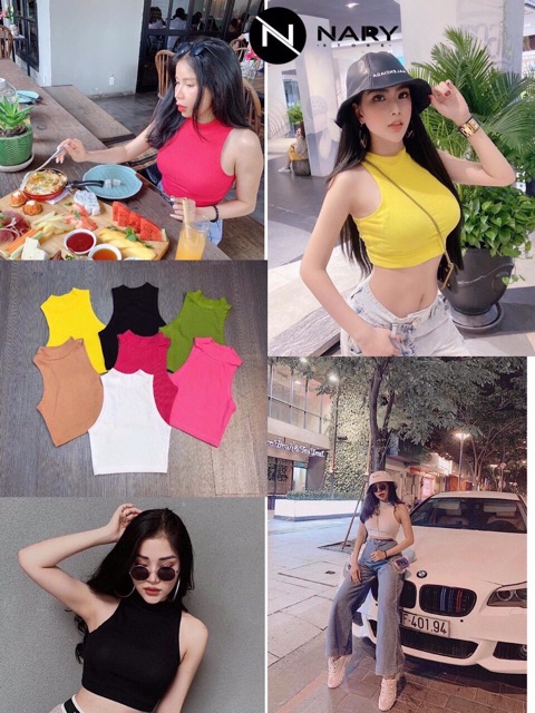 Áo croptop body cổ lọ trơn - ÁO 3 LỖ NGƯỢC CỔ CAO (HÀNG Y HÌNH)