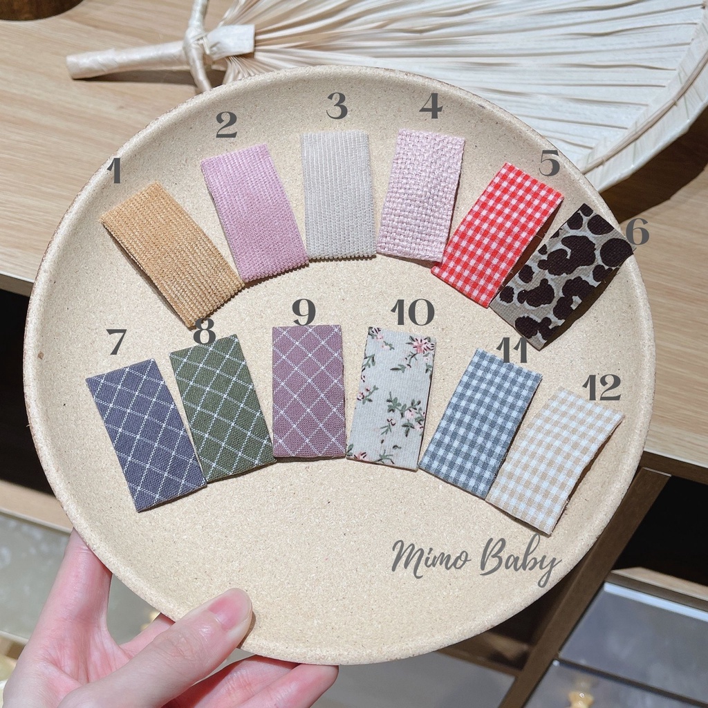 Kẹp tóc bọc vải kiểu dáng vintage cho bé Mimo Baby KT15