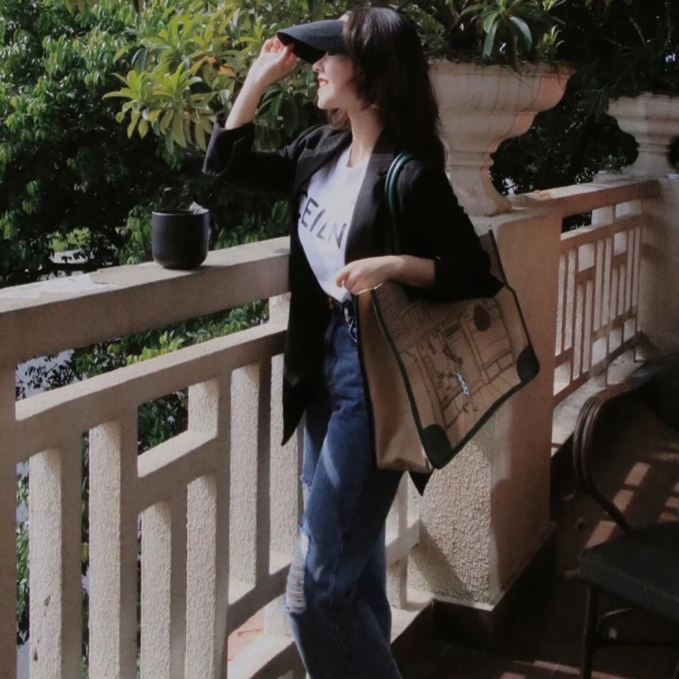 Starbucks 2021 limited collection 50th anniversary Vintage Linen letter canvas bag large capacity one shoulder handbag