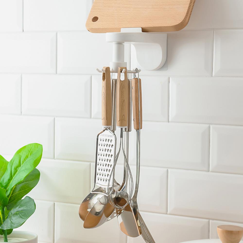 MUVAKO Móc Treo Đồ Gắn Tường Tự Dính Xoay 360 Độ Cho Nhà Bếp