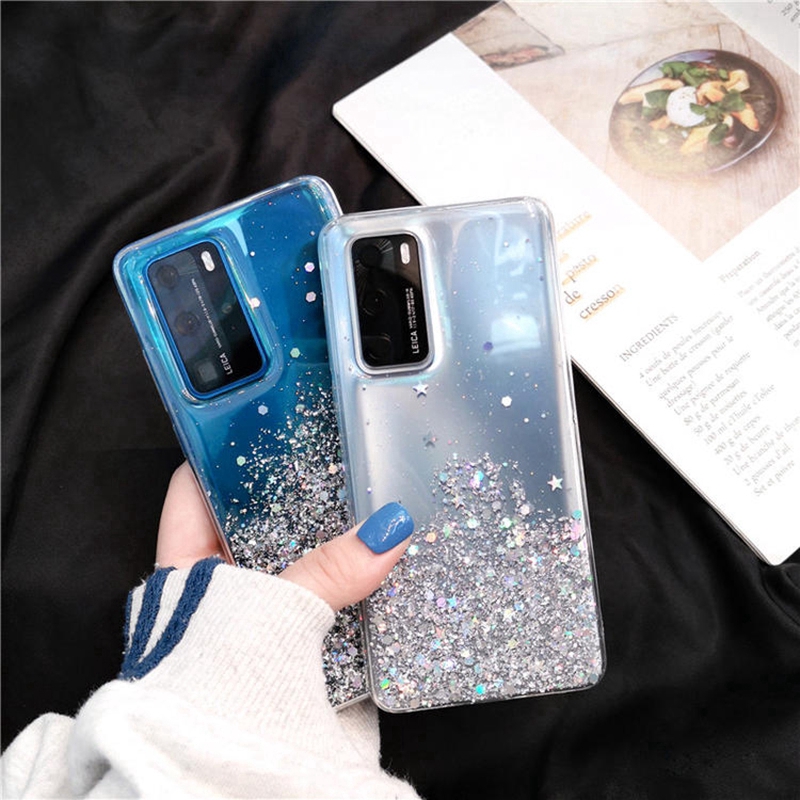 Ốp điện thoại mềm trang trí nhiều ngôi sao lấp lánh cho Samsung Galaxy Note 10 10+ S10 Lite A91 A81 A71 A51